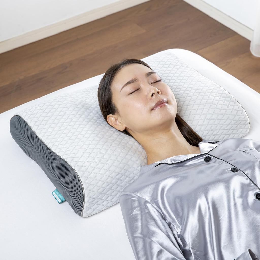 France Bed Shoulder Fit Pillow Plus Medium Type, White, 57 X 37 Cm, Adjustable Height and Comfort, Sterilizing, Washable, Made In Japan, Product