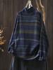 Maglione da donna in cotone a maglia rétro - Autunno 2025 Collo alto a lupetto, Vestibilità ampia per una sensazione rilassata