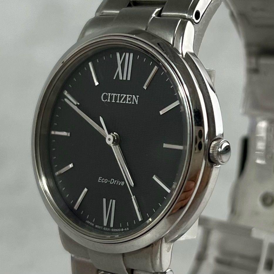 Used [Working Item] CITIZEN Citizen Eco Drive Black Dial Roman Numeral Solar Clock Wristwatch