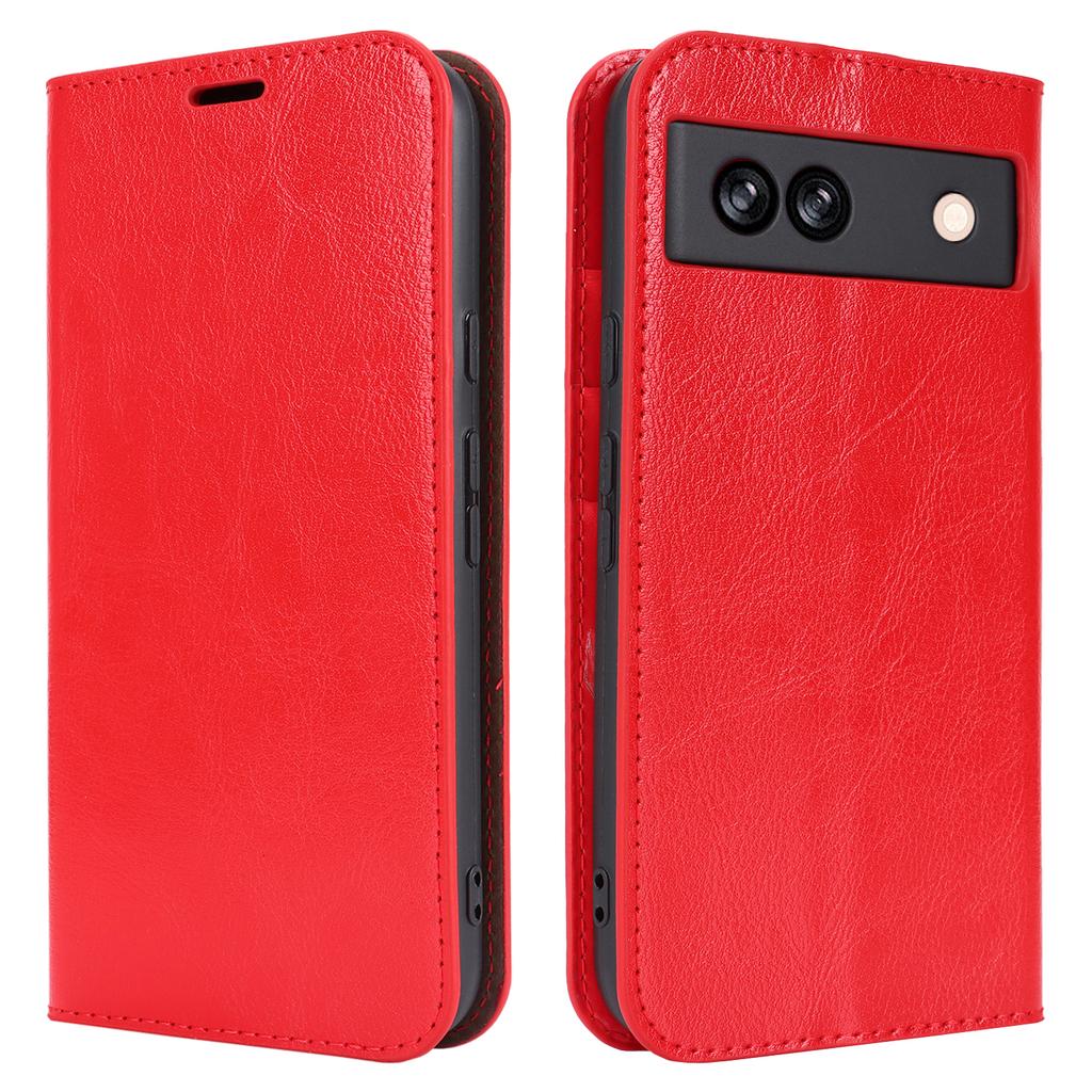 For Google Pixel 8a Phone Wallet Case Split Leather Cover Crazy Horse Texture