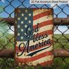 2D Flat, Decorative Aluminum Signs & Plaques, 8x12 Inch Metal Tin Sign "God Bless America" - Patriotic Wall Art with Distressed American Flag Design