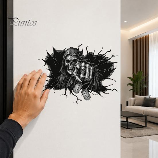 Decorazione per la Casa Gotica Oscura, Adesivo da Parete Falciatore, Decalcomania Artistica 3D che Attraversa, Murale Teschio Spaventoso Fantasma per Bar Pub Feste di Halloween Decalcomania