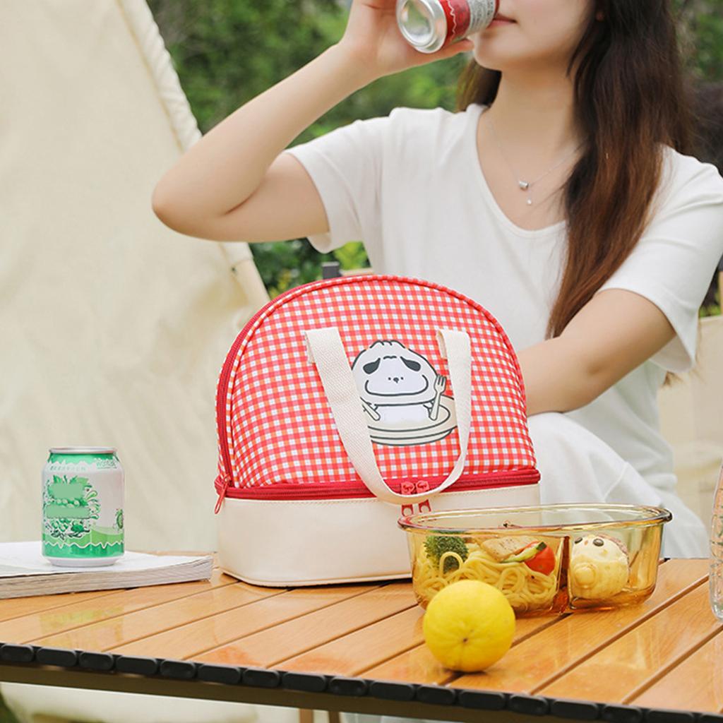 Cartoon Cats Lunch Bag with 2 Main Compartments Thermal Cooler Bag Lunch Case Insulated Bag Cooler Bag Lunch Box