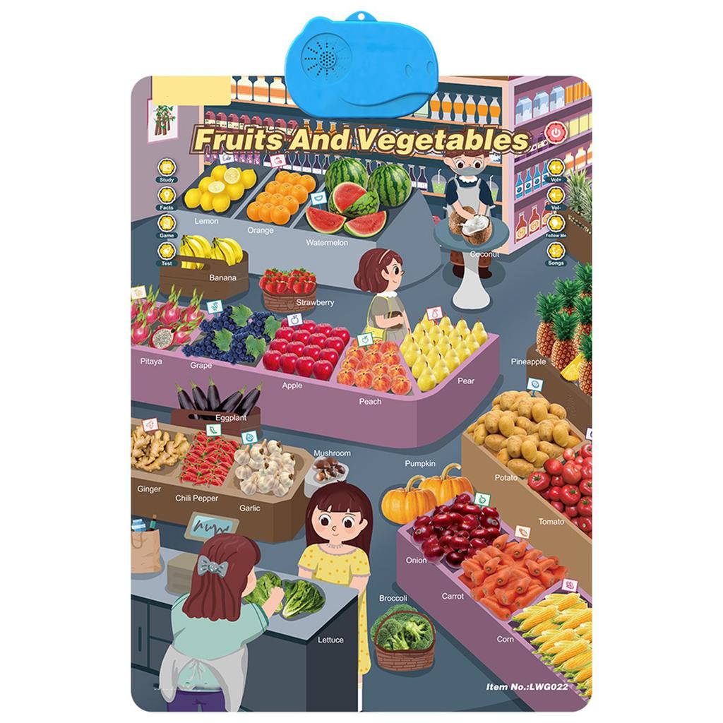 Diagramă de perete interactivă vorbitoare pentru copii Jucărie educativă pentru băieți și fete cu vârsta între 3-6 ani Jucărie distractivă pentru cogniție Alimentată cu baterii