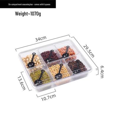 Boîte de rangement pour assaisonnements à six compartiments