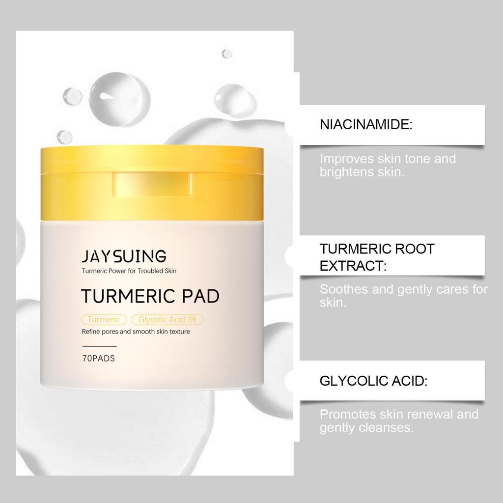 Jaysuing Turmeric Cleansing Pads With Glycerin And Glycolic Acid For Face Gentle Exfoliation Hydrating Skin 1 Set