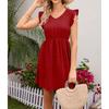 Women's Summer Fashion Color V-Neck Wooden Ears Waist Waist Vacation Casual Dress