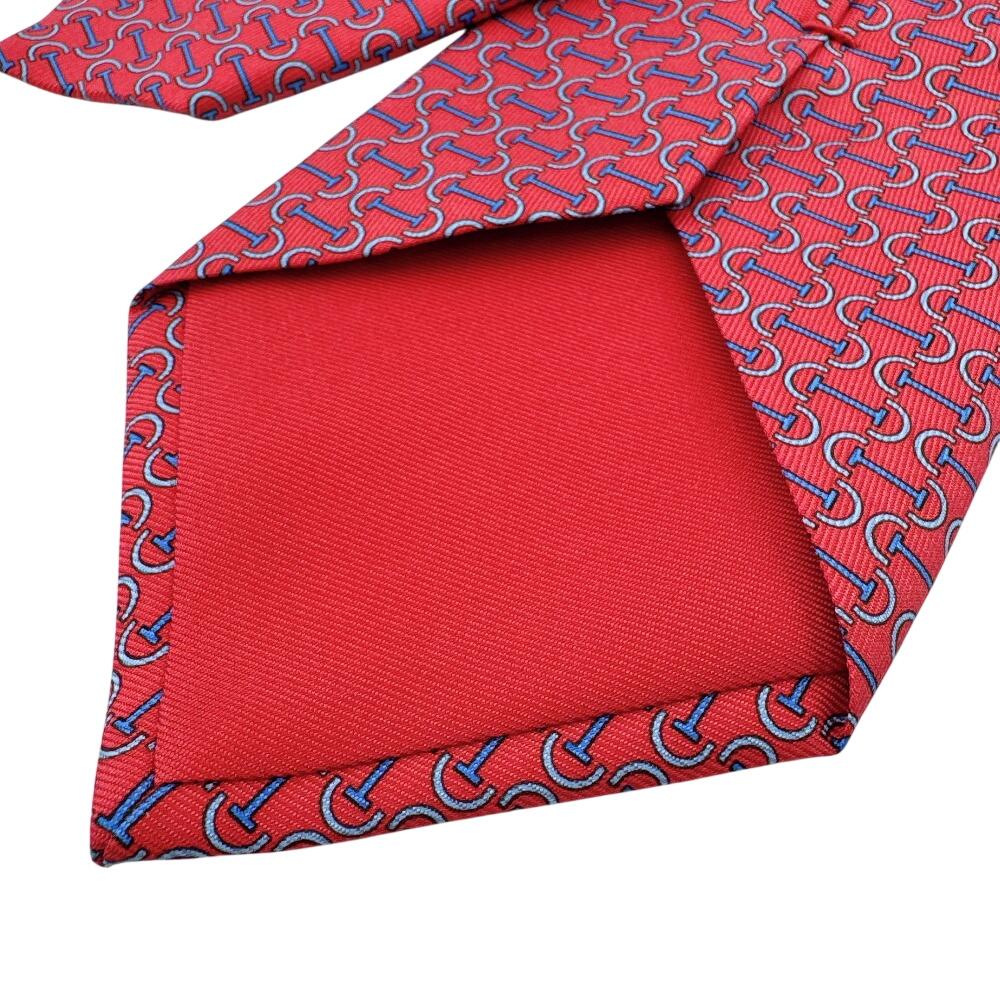 HERMES silk cravate twill tie Red silk Used