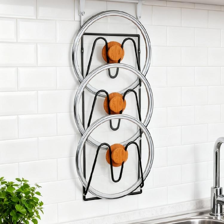 2 Pack Kitchen Lid Holder Set Wall Mounted Carbon Steel Rack Vertical Space Saving Cutting Board Holder