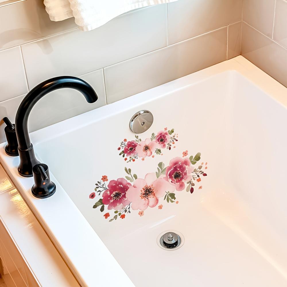 1PC Bathroom Flower Wall Sticker, Waterproof Self-adhesive PVC Sticker, Suitable for Wall Decoration, Suitable for Smooth Surfaces