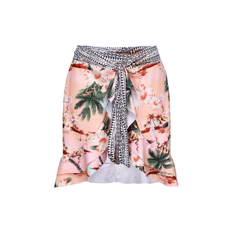 1011 European and American bikini new coconut tree printing holiday atmosphere split swimsuit set female explosion