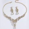Elegant Necklace Earrings Set Rhinestone Bridal Jewelry Set  Women's Accessories