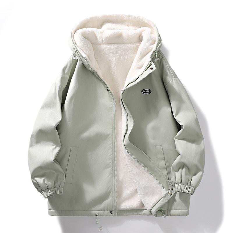 2025 Men's Autumn/Winter Thickened Hooded Cotton Jacket with Plush Lining - Warm Outerwear