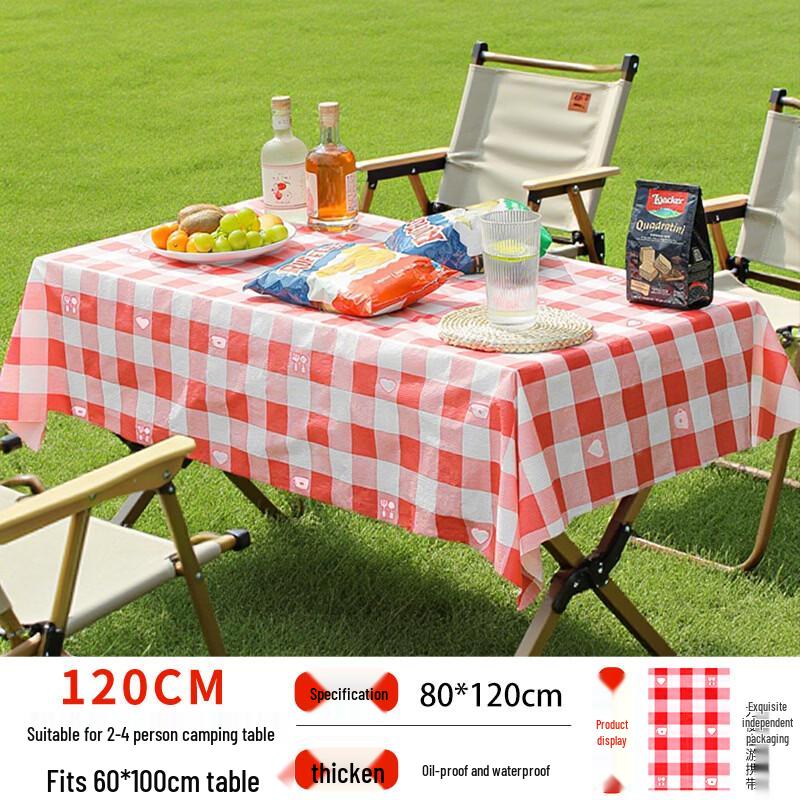 Biodegradable Red Plaid Disposable Camping Tablecloths