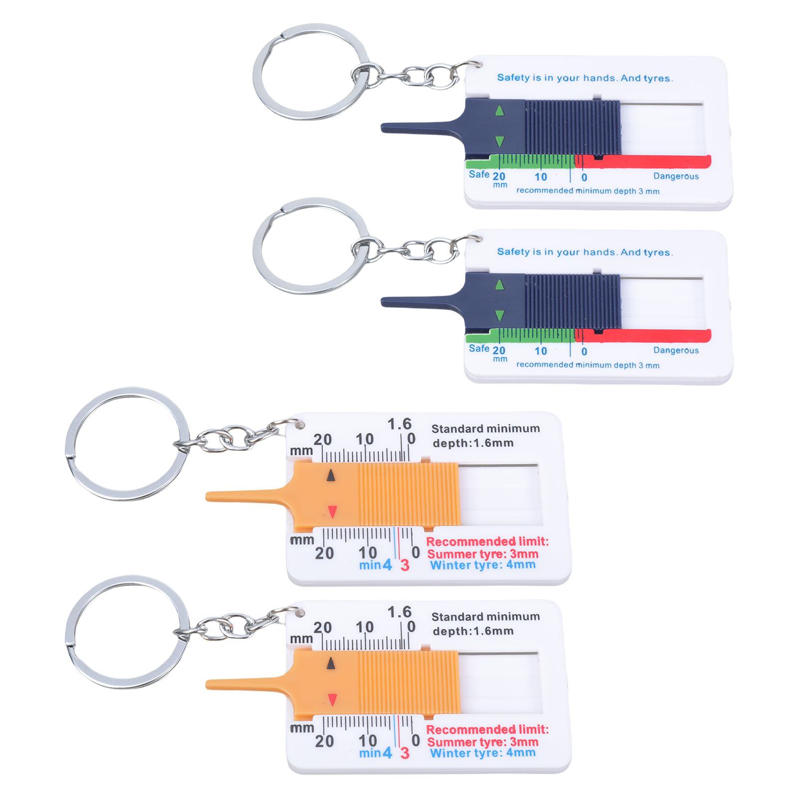 

Pack of 4 Plastic Tire Tread Depth Gauges 0 to 20mm Portable Keychain Measuring Tool Upgrades for Car Motorcycles Trucks