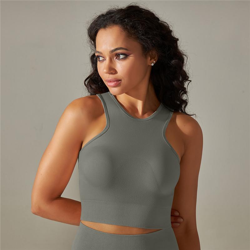 Nessaj גופיית יוגה ללא שרוולים חזיית ספורט נשים סרוגה אימון ריצה