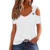 Fashion Womens Loose Color V Neck Short Sleeve Casual Tops