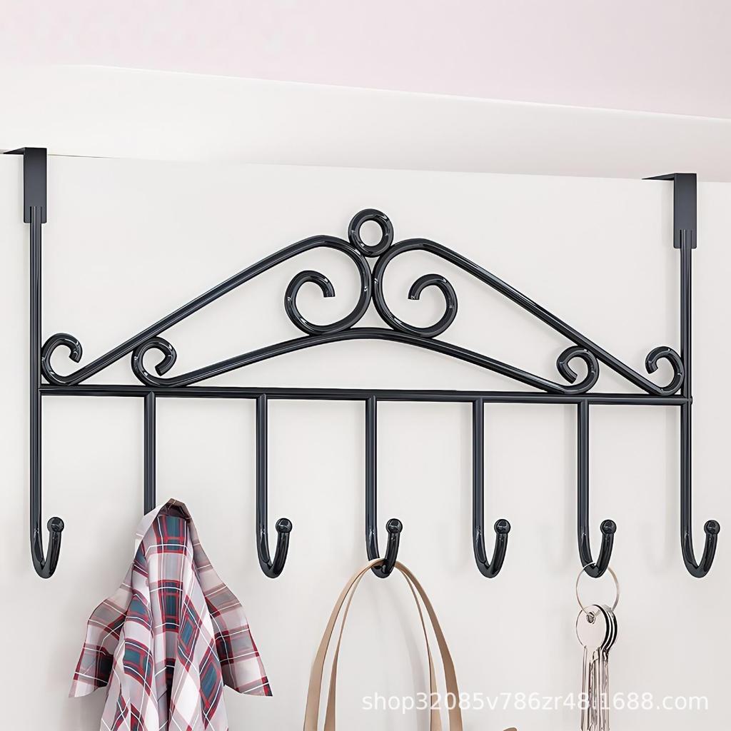 Punch-Free Over-the-Door Hook Rack: Wall-Mounted Clothes Hanger for Bathroom and Entryway