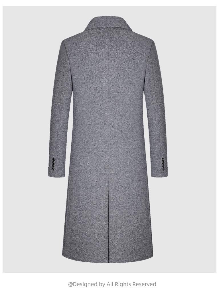 Men's High-End Trench Coat: 71.5% Wool with Slimming Fit and Removable 90% Duck Down Liner for Autumn/Winter