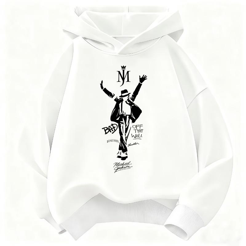 Felpa con cappuccio per bambini Michael Jackson Stampa retrò con lettere e figura Pullover per bambini Ragazzi Ragazze Casual Moda Vintage Felpa