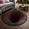 3D Vision Fire Pit Rug Anti-slip Living Room Decoration Round Carpet Waterproof Rugs for Bedroom Washable Bedside Creative Mat