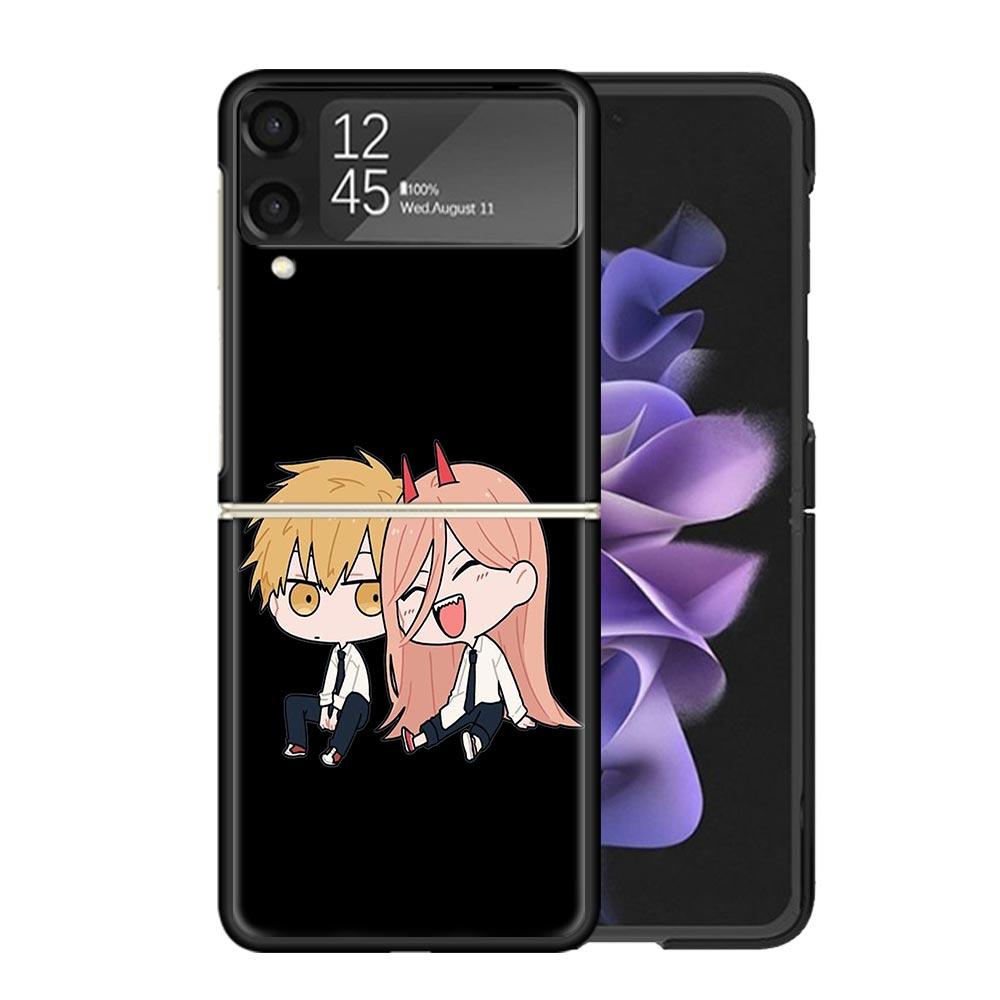 Chainsaw Cartoon Clear Phone Case For Samsung Z Flip 7 6 5 4 3 Galaxy ZFlip7 ZFlip6 ZFlip5 ZFlip4 ZFlip3 5G Print Cover Coque Z