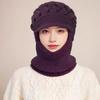Fashion Winter Knitted Hat with Windproof Brim Fleece Lining Ear Protection Hat Thicken Warm Neck Warmer Set For Women
