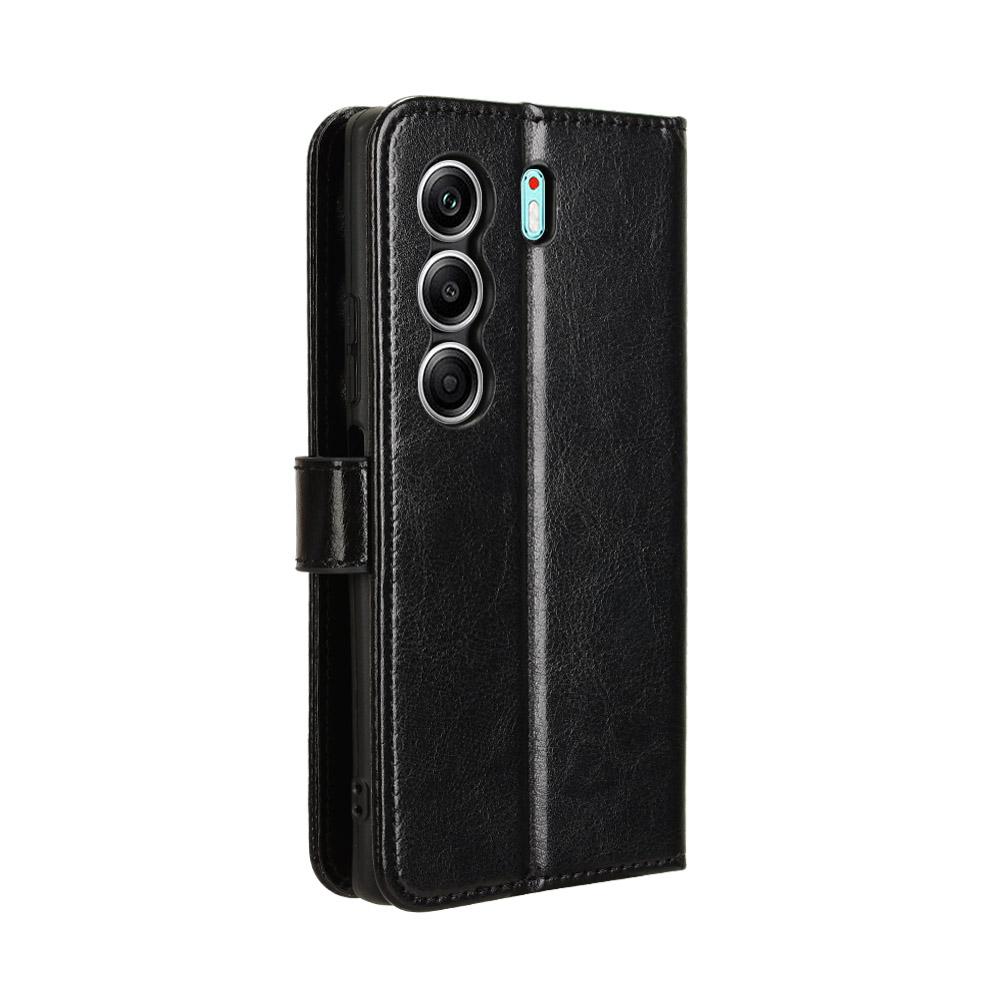 For TECNO Camon 40 Pro 4G/Camon 40 Pro 5G CM6/CM7 PU Leather Case with Strap Crazy Horse Texture Phone Wallet Cover