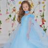 Off-Shoulder Princess Dress with Long Cape for European & American Girls - Fluffy Yarn Catwalk Costume