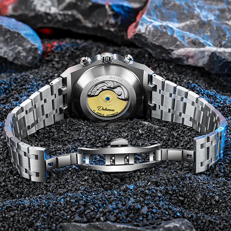 Top-Marken Sportuhren mit Tourbillon Edelstahl Gummiarmband Multifunktionszifferblatt Automatikuhr Reloj Hombre Neu