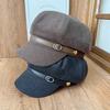 New autumn and winter retro woolen star cap women's leather buckle belt decoration commuting daily wear temperament hat
