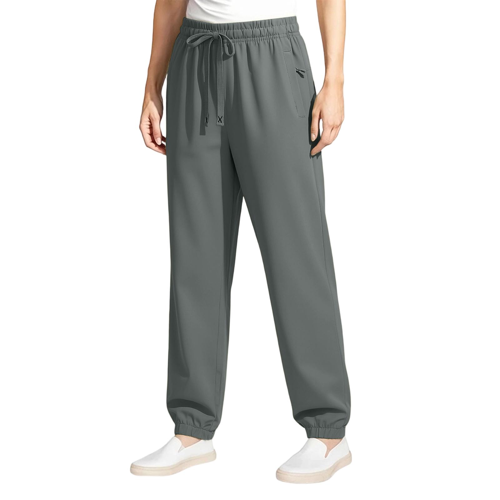 

Women Summer Ice Silk Sun Protection Pants Loose Fit Breathable Quick Dry Jogger Pants with Elastic Waist and Ankle Cuffs for Outdoor Activities L