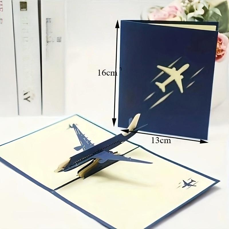 3D Pop Up Airplane Greeting Card, Creative Laser Cut Plane Postcard for Birthday, Retirement & Pilots