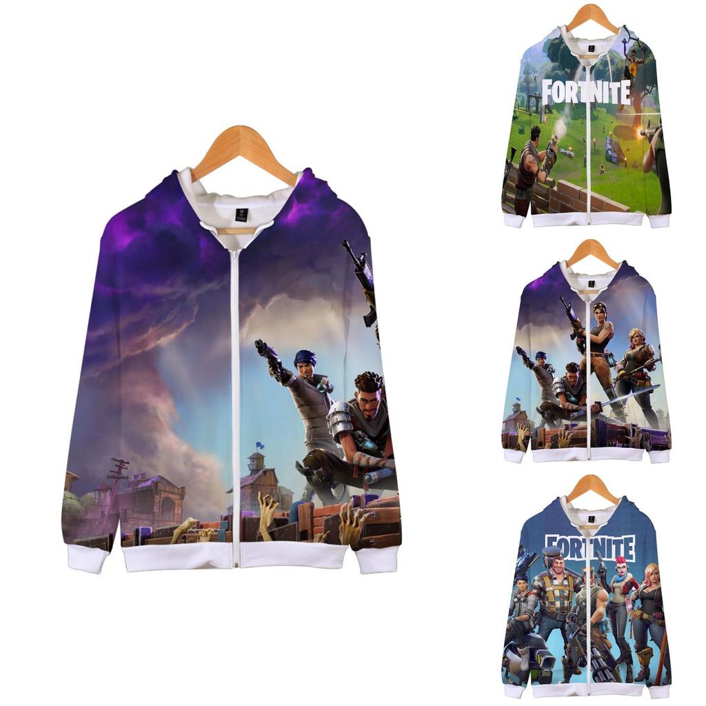 Fortnite Hoodie 3d Print Zipper Sweatshirts Battle Royal Cosplay Costume