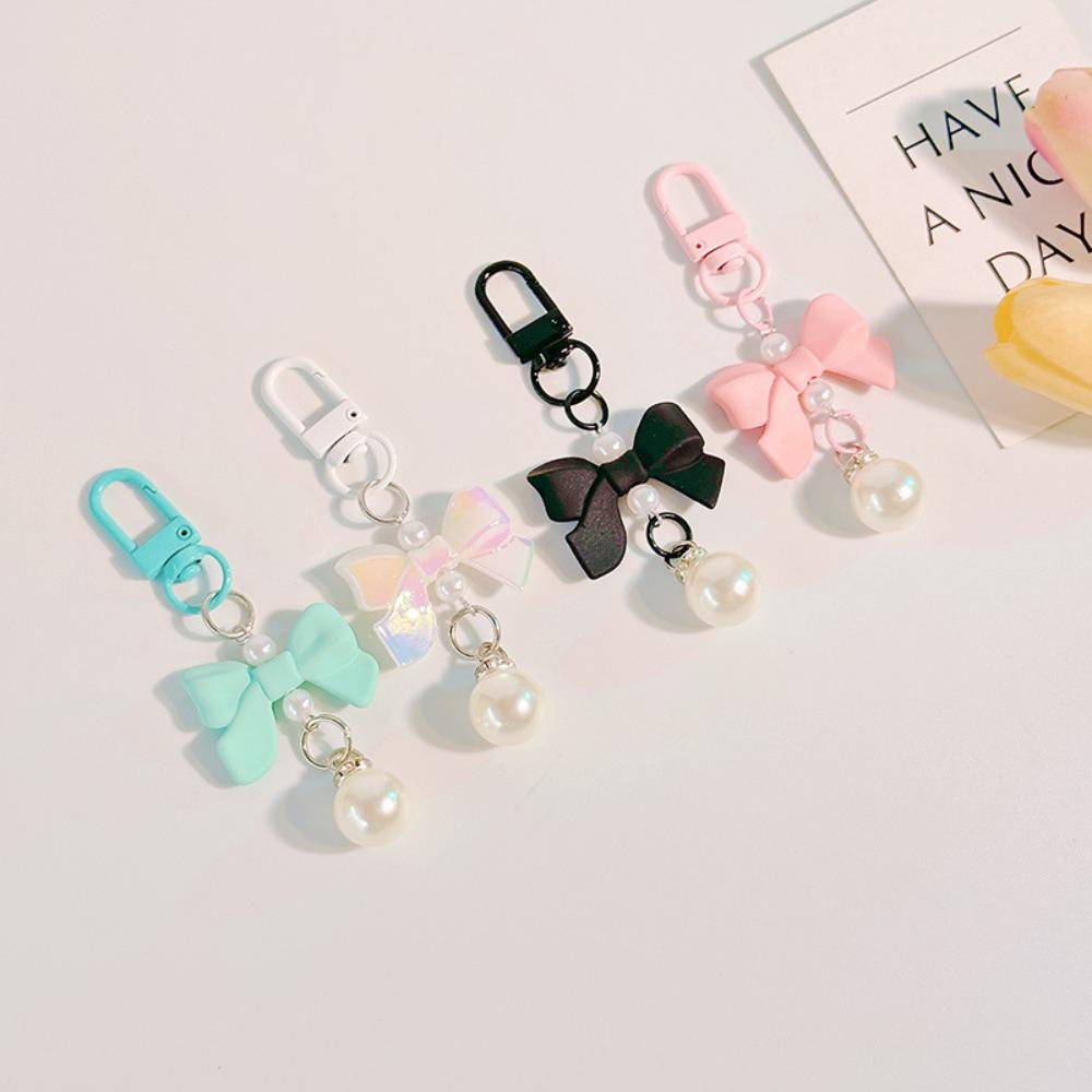 Key Chain Bow Knot Keyring Candy Color Imitation Bow Keychain  Girls Gifts