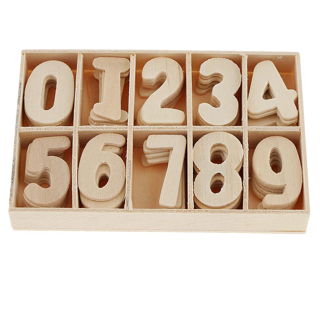 Educational Wooden Numbers and Letter Blocks Craft Pieces Learning Toy for Kids Math and DIY Projects