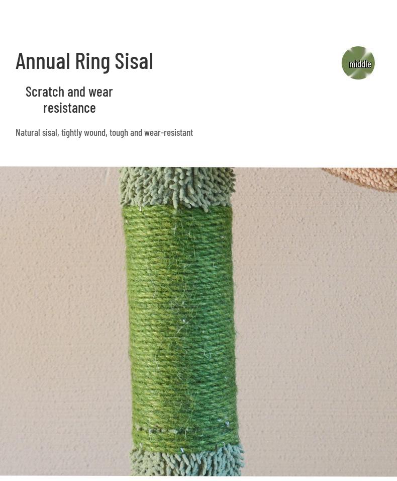 Cactus Cat Tree & Bed: All-in-One Christmas Tree, Scratching Post, and Toy Sky Pillar for Cats.