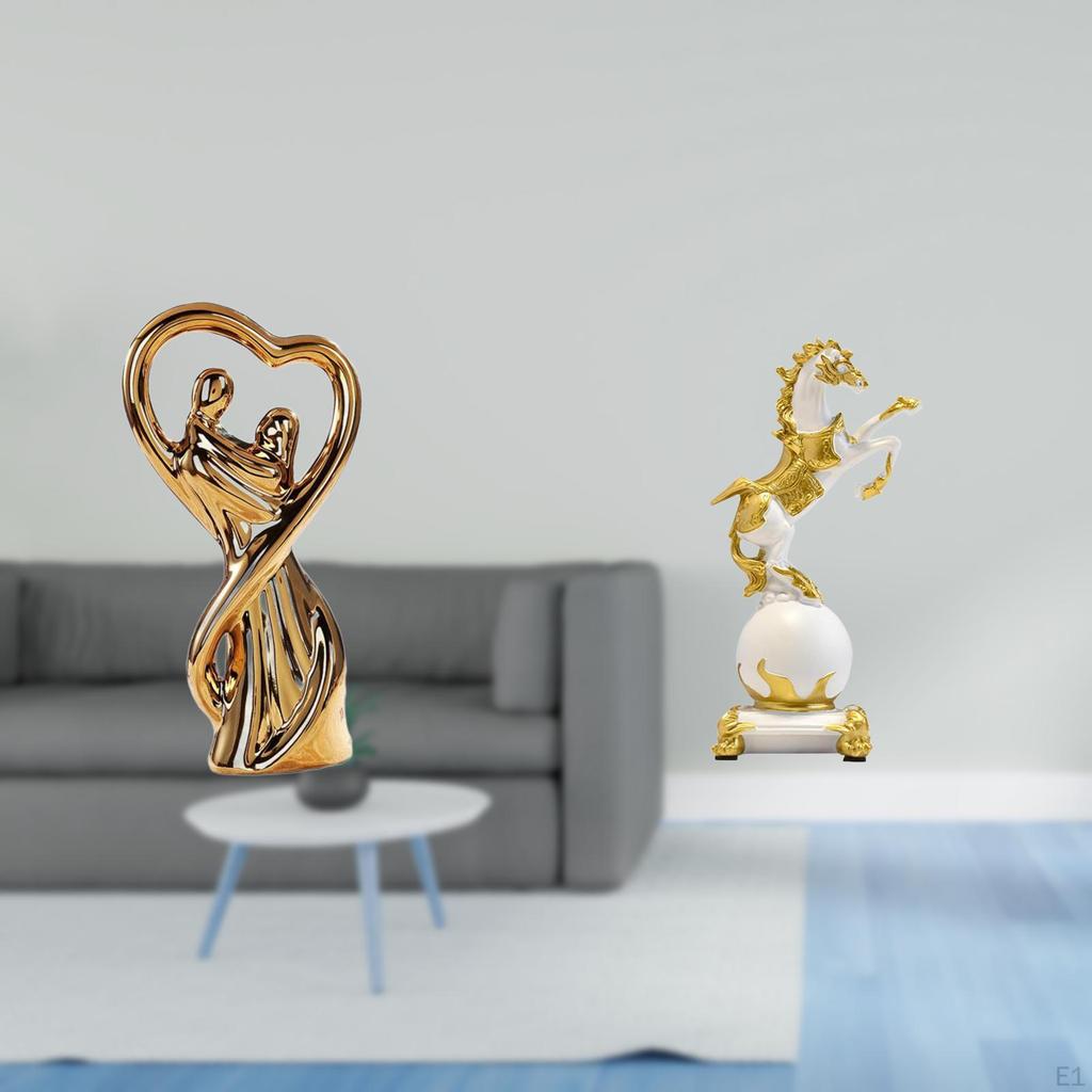 Romantic Couple And Horse Figurine Modern Statue Collection Tabletop Ornament Animal Sculpture for