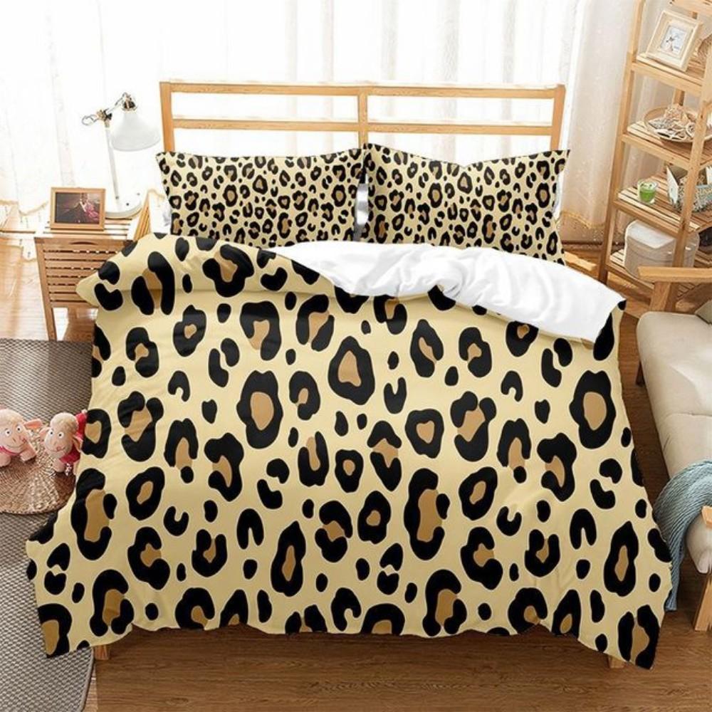 Leopard Print Bedding Set For Women Men Teens African Animal Cheetah Duvet Cover Single Double Queen King Full Twin Duvet Cover