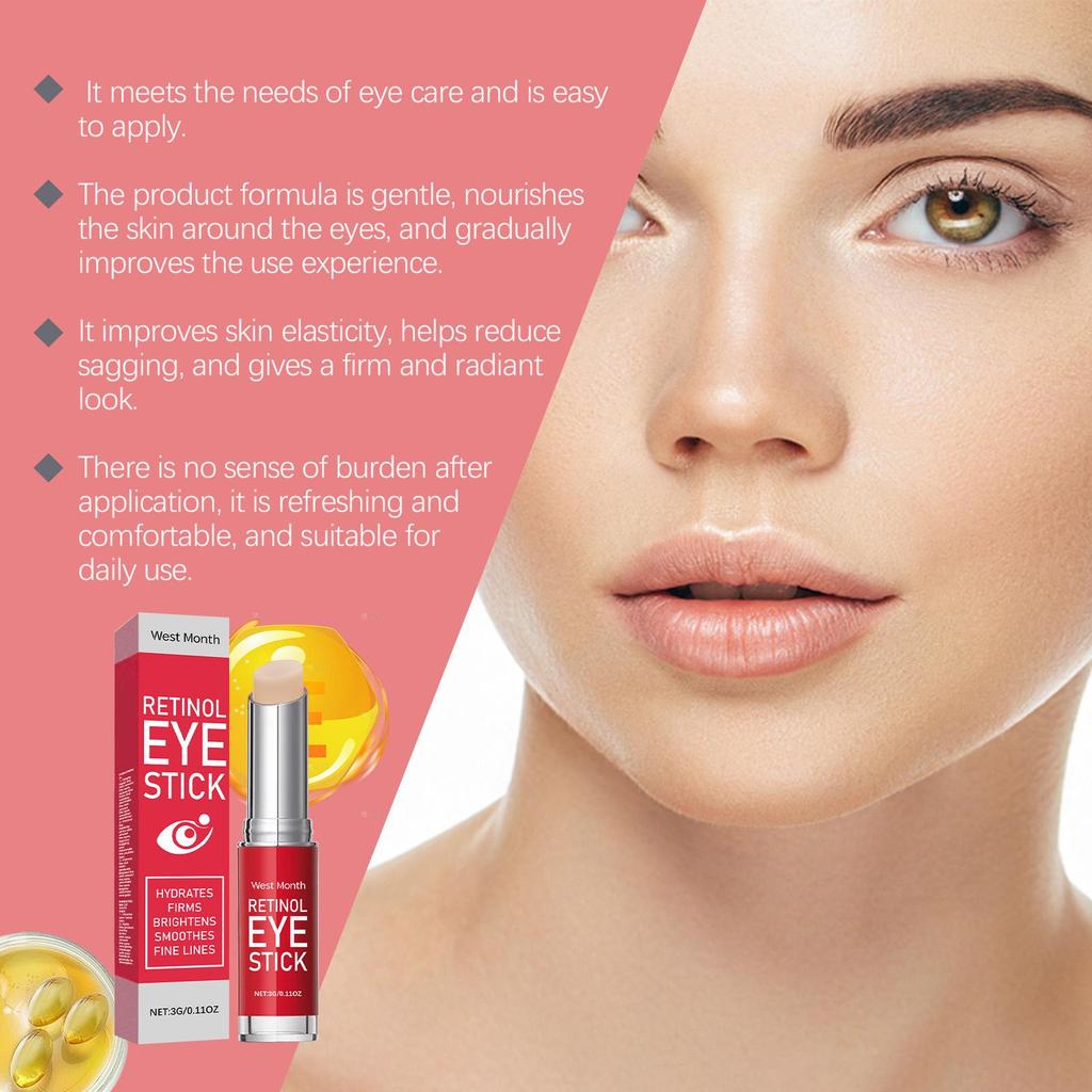 West&Month Retinolový oční krém v tyčince Zpevňující, Hydratační, Rozjasňující Masáž kolem očí Pro oční okolí 3g