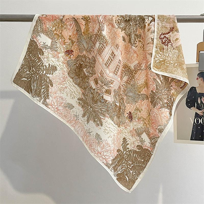 Summer Elegant Women 68cm Cotton Feeling Square Hair Scarf Dot Print Beach Stoles Hijab Shawl Wraps Bandana Echarpe