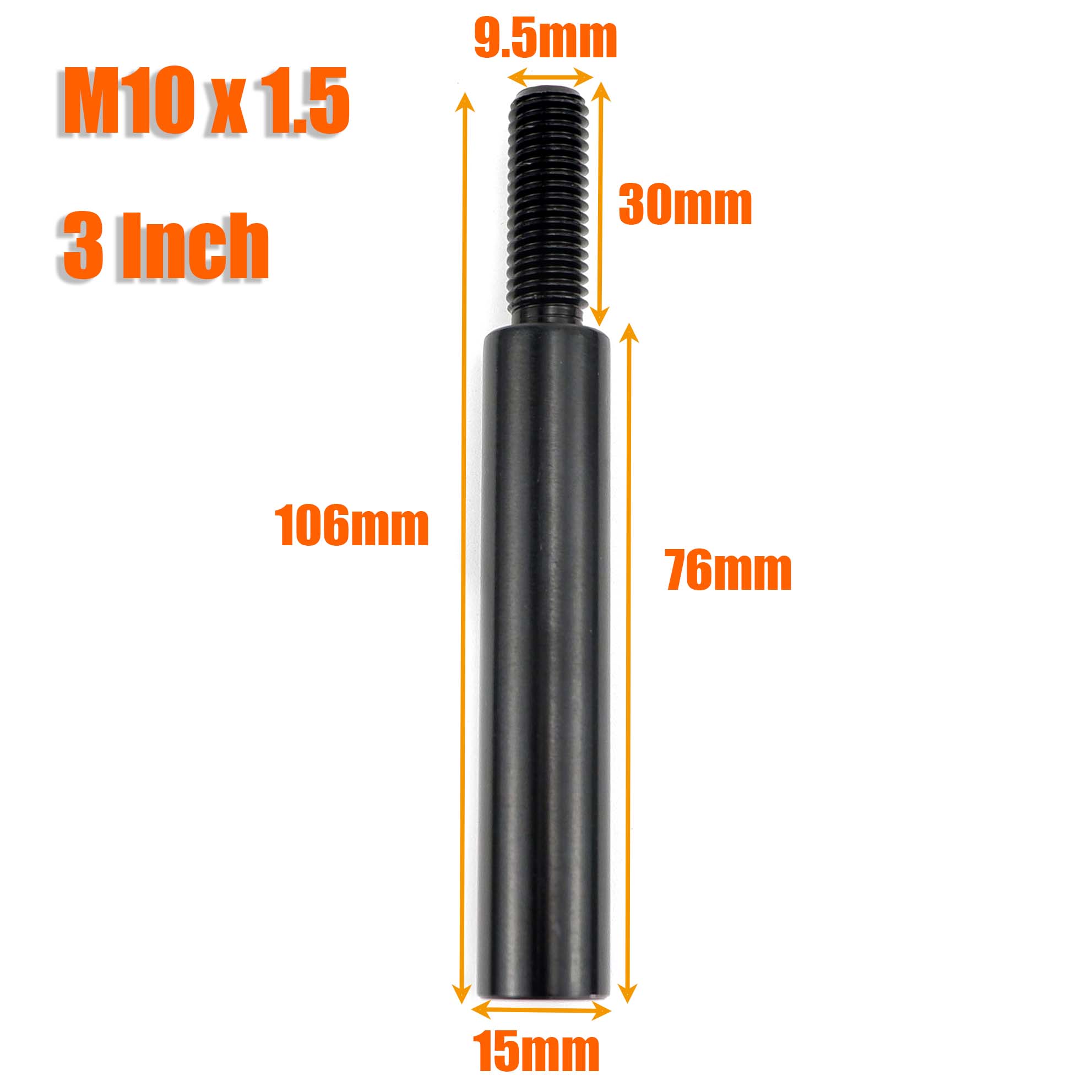 

M10X1.5 M10X1.25 M12X1.25 Car Gear Shift Knob Extender Extension Lever 2 3 3.5 4 Black Universal