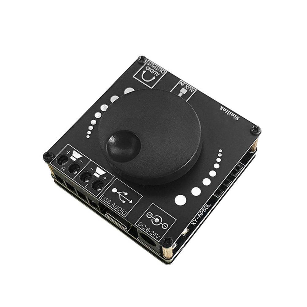 XY-AP50L Mini Bluetooth 5.0 50W+50W Dual Channel Audio Power Digital Amplifier Board Stereo Amplifier 3.5MM AUX USB APP
