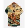 2026 Men's Summer Casual Short Sleeved Shirt Anime Characters Full Print Beach Vacation Versatile Shirt