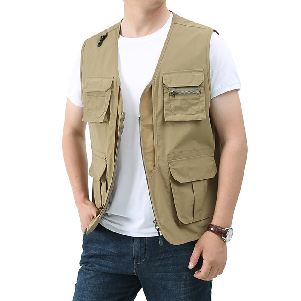 

Многофункциональный жилет для рыбалки на открытом воздухе Many Khaki XL [XINYIJ], мужской, сетчатый, жилет, жилет, жилет, водонепроницаемый, легкий, дышащий, карманы, рыбалка,