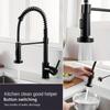 1pc Black Kitchen Hot And Cold Faucet,  Kitchen Faucet Hot And Cold Sink Telescopic Lifting Universal Spring,Rotatable Faucet