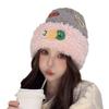 Dopamine Plush Hat Winter Warm Wool Hat Korean Style Versatile Face Showing Small Knit Hat Big Head Hat Women