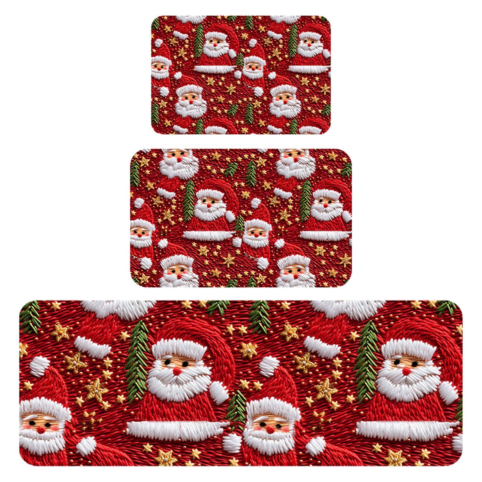 

Рождественский кухонный противоскользящий коврик, ковер, фланелевый придверный коврик, набор из трех частей 45*120СМ/50*80СМ/40*60СМ One Size