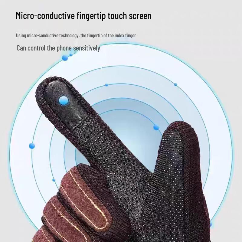 Gants chauds en cuir de porc pour homme automne/hiver