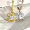 925 Sterling Silver Fashion Luxury Sparkle Zircon Square Earrings Ladies Birthday Anniversary Party Wedding Elegant Jewelry